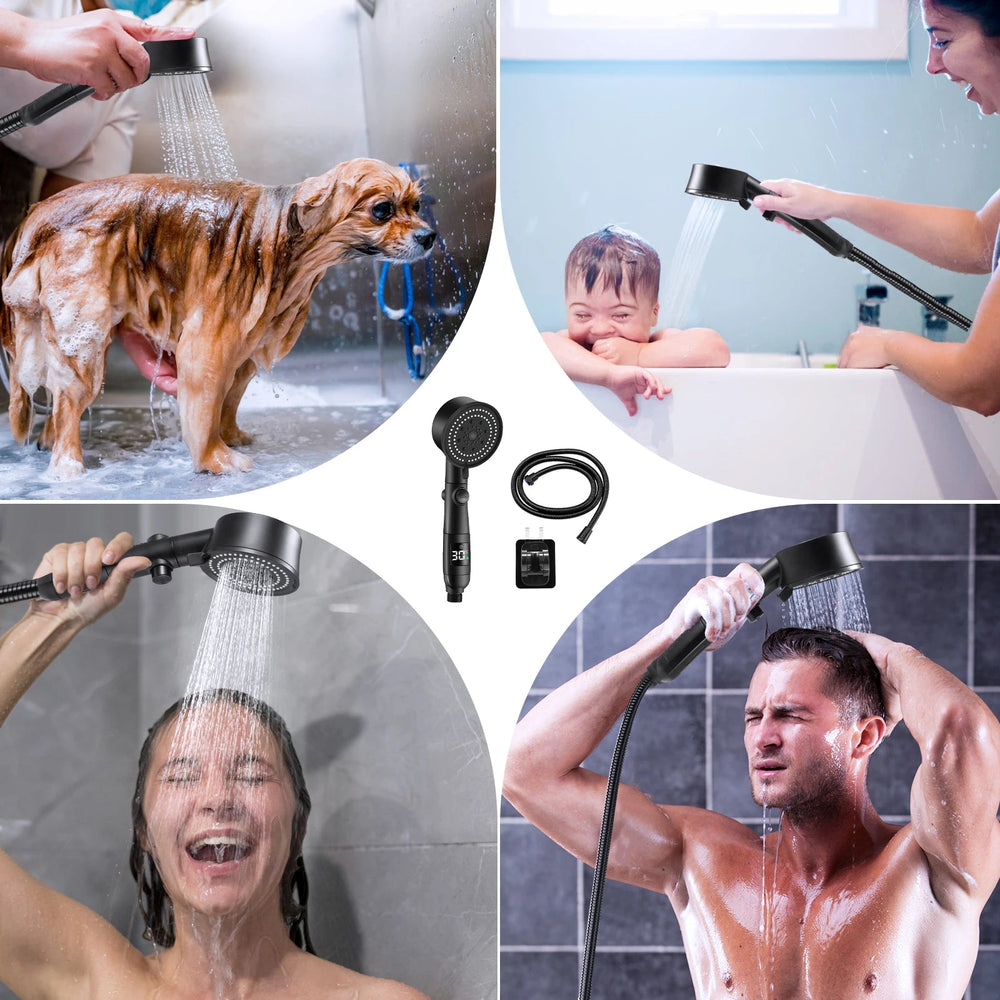 Pommeau de Douche Haute Pression LCD SmartTemp avec Affichage de Température et 5 Modes de Pulvérisation pour Douche Confortable 1