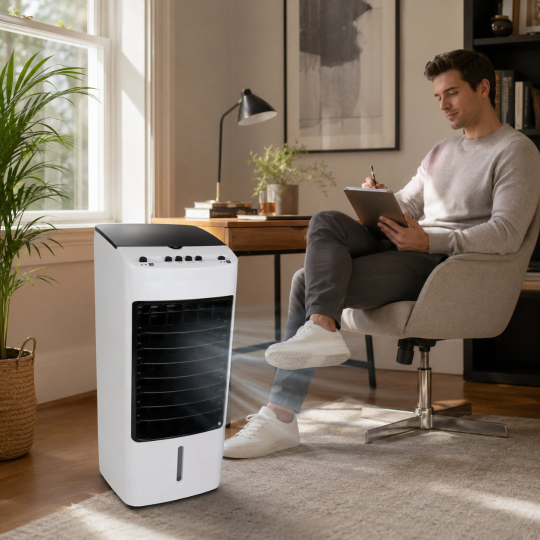 Condizionatore d'Aria Portatile Raffrescatore Evaporativo Ventilatore per Ambienti Grandi
