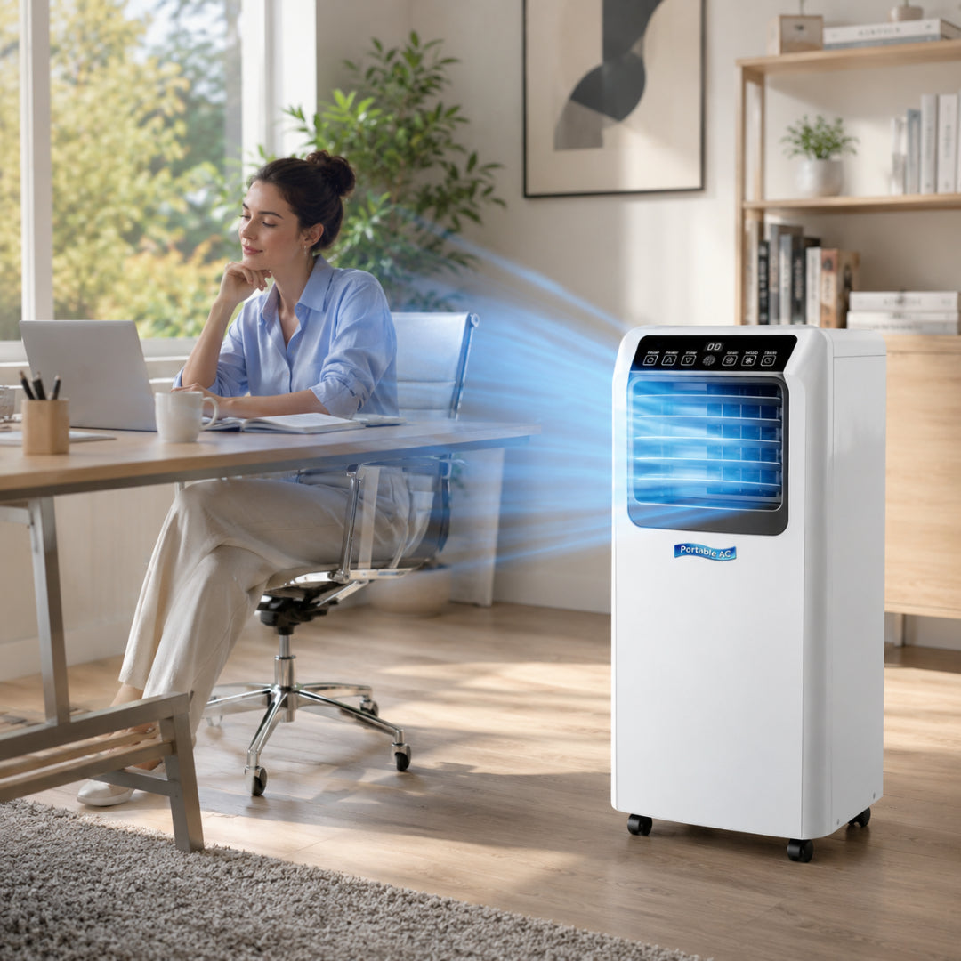 Unità portatile di condizionamento aria, deumidificatore compatto e ventilatore per raffreddamento interno