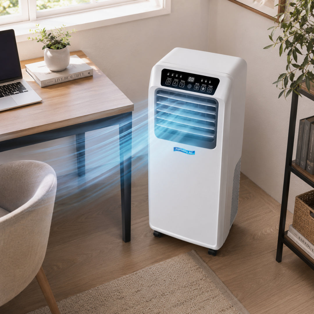 Unità portatile di condizionamento aria, deumidificatore compatto e ventilatore per raffreddamento interno