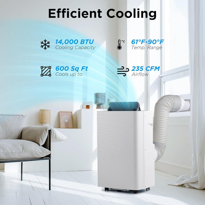 Unità di condizionatore d'aria portatile intelligente WiFi raffreddamento riscaldamento 14000 BTU