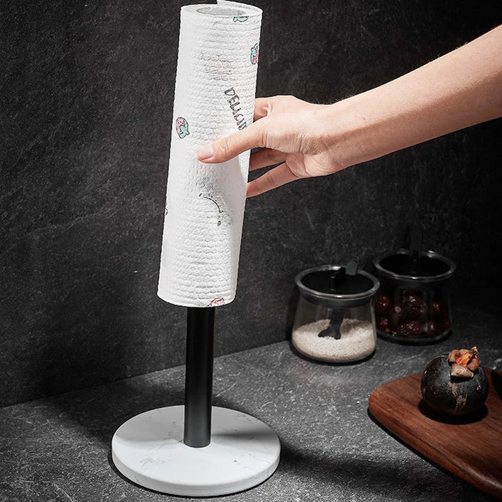 Porte-Rouleau de Cuisine en Marbre avec Accents Dorés – Support Élégant pour Rouleaux Jumbo et Standard 2