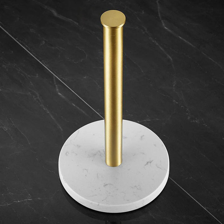 Porte-Rouleau de Cuisine en Marbre avec Accents Dorés – Support Élégant pour Rouleaux Jumbo et Standard 5