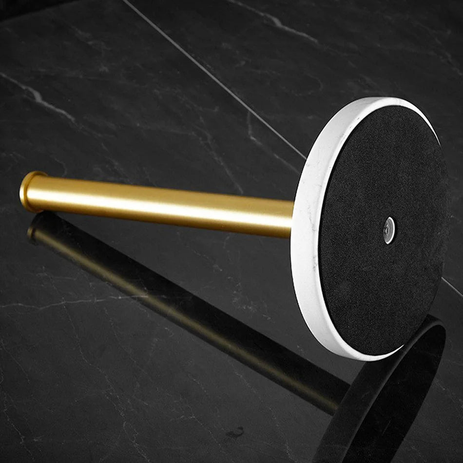 Porte-Rouleau de Cuisine en Marbre avec Accents Dorés – Support Élégant pour Rouleaux Jumbo et Standard 6