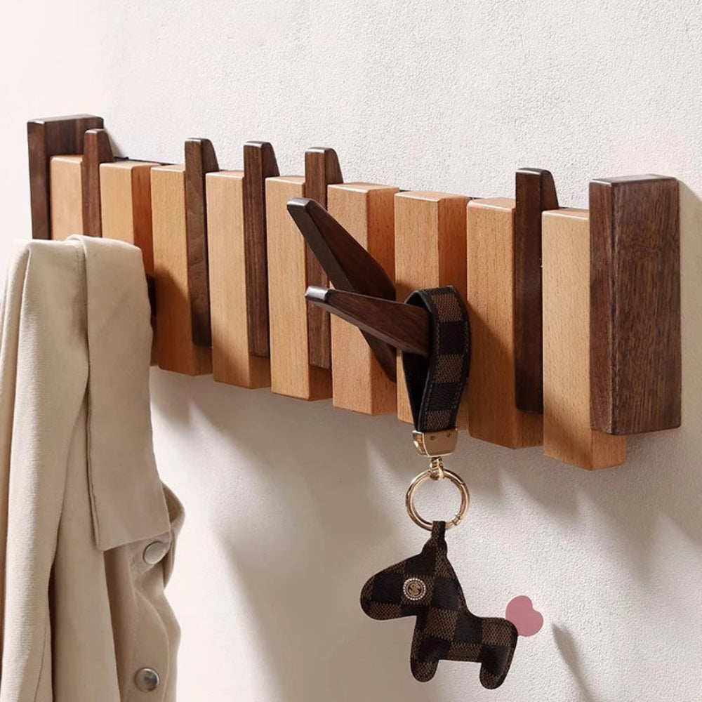 Wall Coat Rack Piano Style Folding Hooks Entryway Organizer