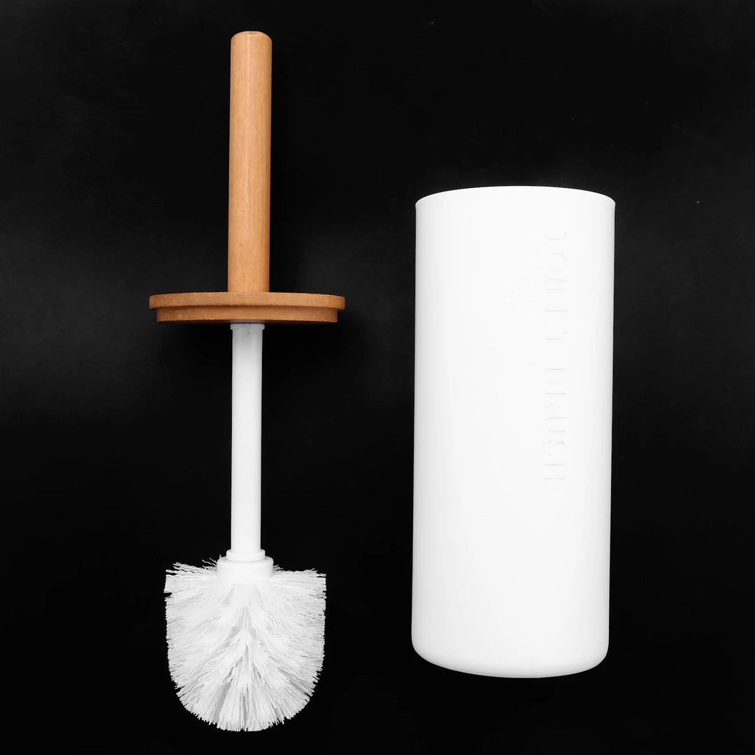 Porte Brosse WC en Bambou Écologique avec Support Durable – Balai à WC Élégant et Pratique pour Salle de Bain Moderne 0