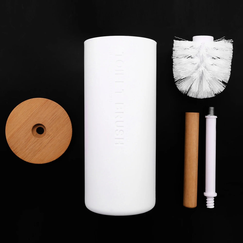 Porte Brosse WC en Bambou Écologique avec Support Durable – Balai à WC Élégant et Pratique pour Salle de Bain Moderne 1