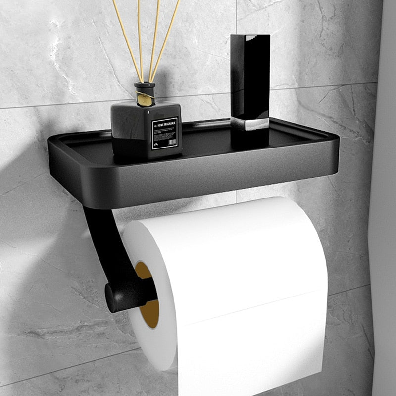 Porte Papier Toilette Mural Multifonctionnel avec Rangement Intégré – Design Élégant en Acier Inoxydable et ABS 0