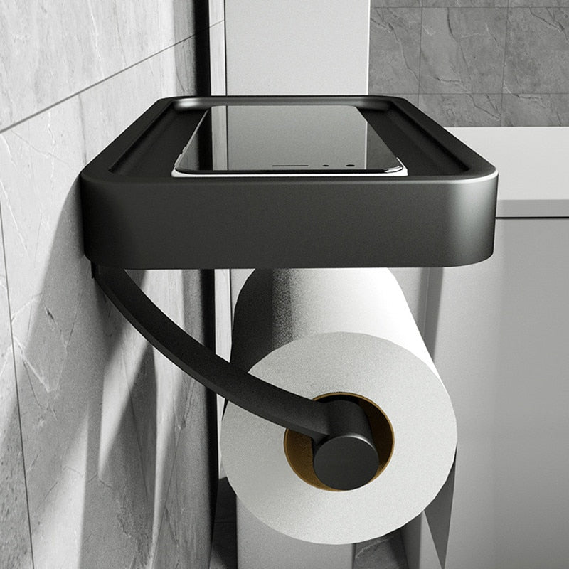 Porte Papier Toilette Mural Multifonctionnel avec Rangement Intégré – Design Élégant en Acier Inoxydable et ABS 1