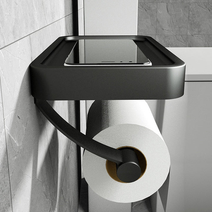 Porte Papier Toilette Mural Multifonctionnel avec Rangement Intégré – Design Élégant en Acier Inoxydable et ABS 1