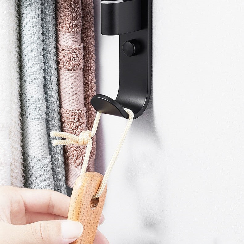 Porte Serviette Salle de Bain en Métal Noir avec 5 Bras Réglables – Organisateur Élégant et Durable pour Serviettes 2