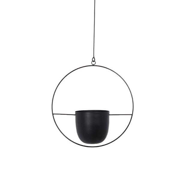 Pot de Fleur Suspendu en Métal et Bois – Design Moderne pour Intérieur, Idéal pour Ajouter de la Verdure 0