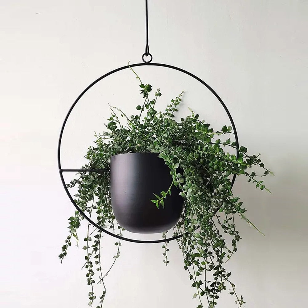 Pot de Fleur Suspendu en Métal et Bois – Design Moderne pour Intérieur, Idéal pour Ajouter de la Verdure 2