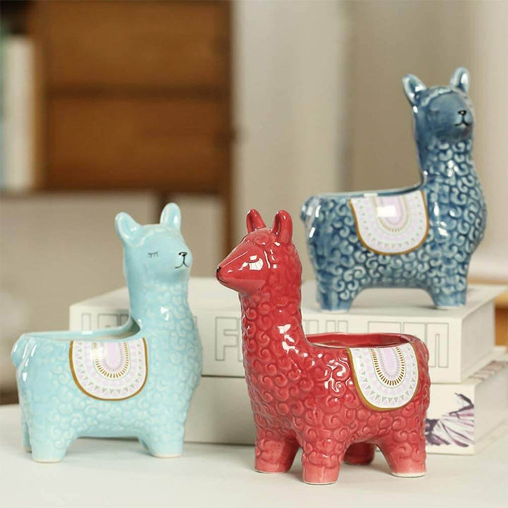 Pot de Fleurs en Céramique Alpaga – Design Amusant pour Plantes Succulentes et Décoration Intérieure, Compact 12 cm 6