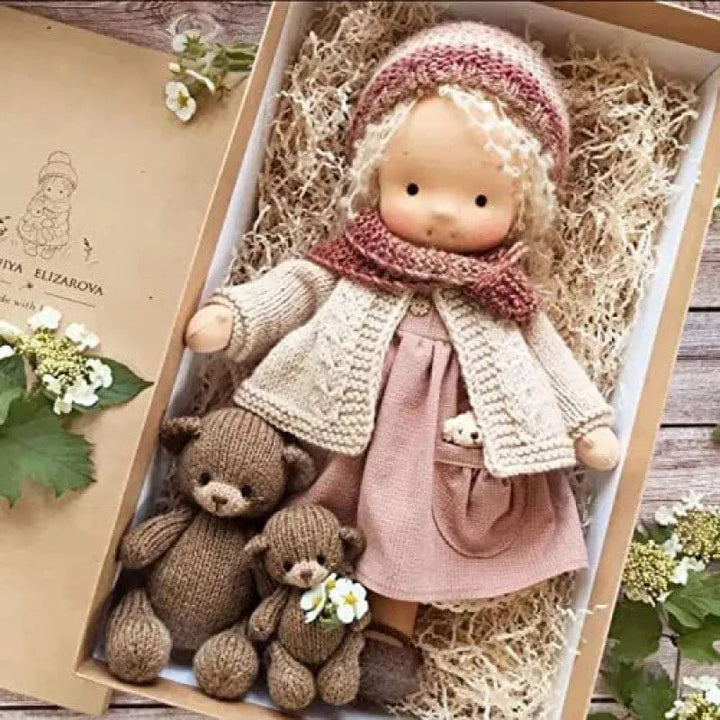 Poupée en Tissu Mila Style Waldorf en Coton Doux avec Boîte Élégante – 12 x 30 cm, Cadeau Idéal pour Enfants 33