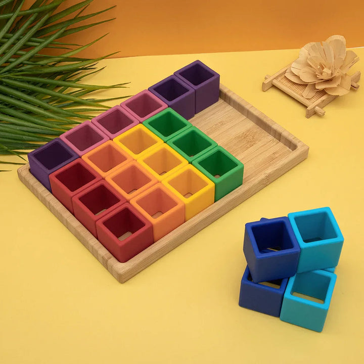 Puzzle en Bois pour Enfants – 20 Blocs Colorés en Bois Massif pour Développement Cognitif et Créativité 1