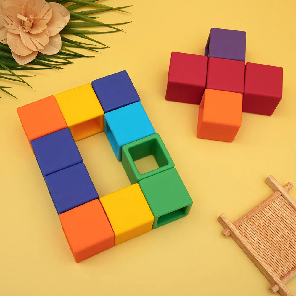 Puzzle en Bois pour Enfants – 20 Blocs Colorés en Bois Massif pour Développement Cognitif et Créativité 3
