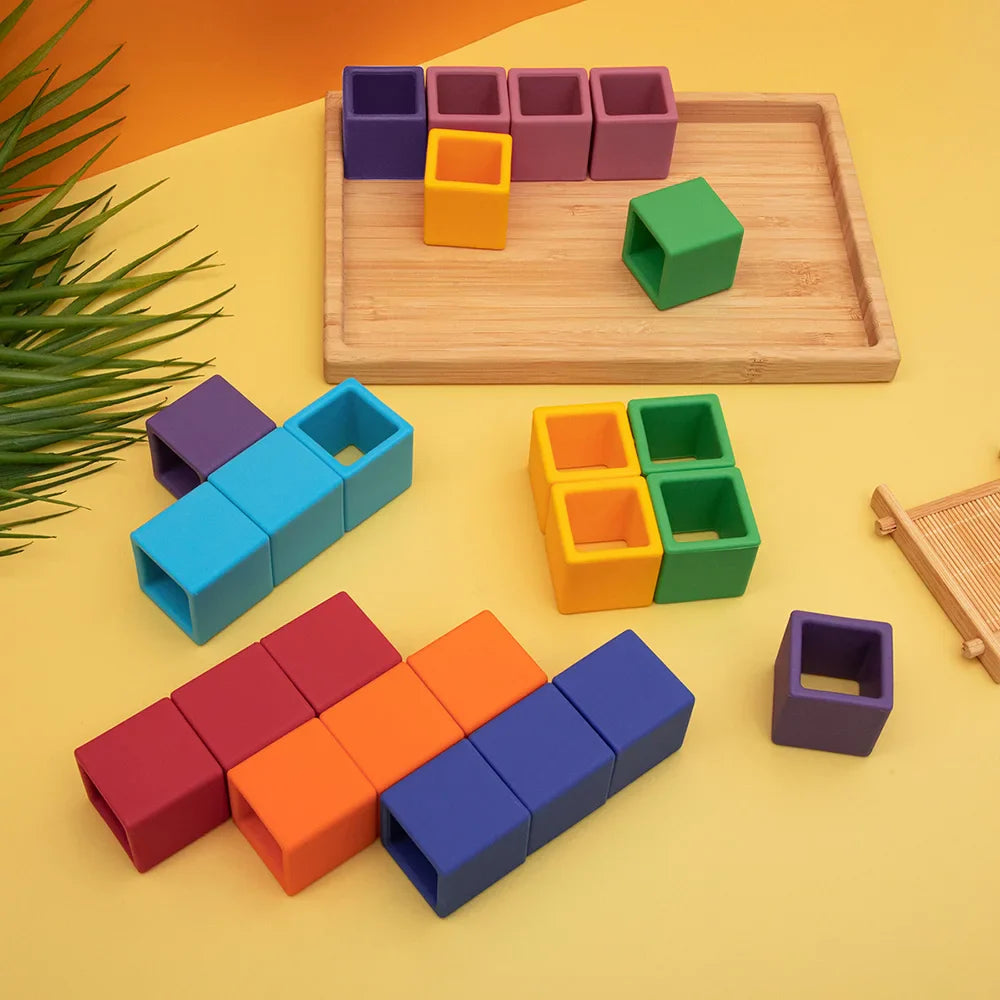 Puzzle en Bois pour Enfants – 20 Blocs Colorés en Bois Massif pour Développement Cognitif et Créativité 4