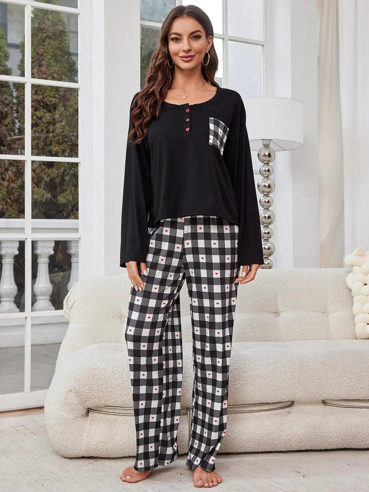 Pyjama Femme Hiver à Carreaux – Ensemble Chaud avec Manches Longues et Boutonnage pour Confort Optimal 2