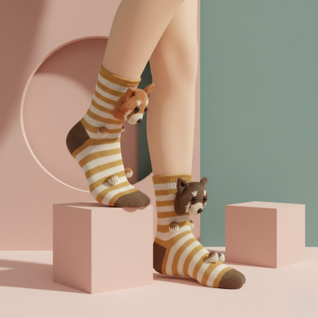 Protiskluzové ponožky unisex zimní zvířecí vzor domácí bačkory