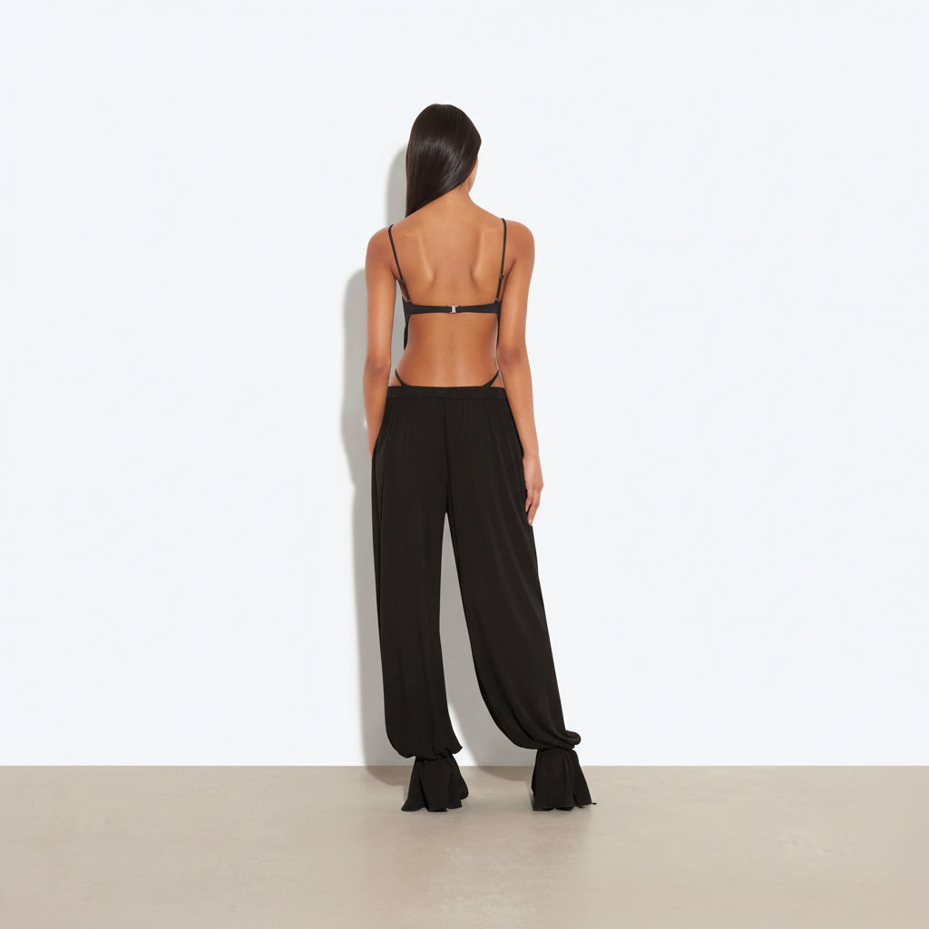 Costume da bagno donna con pantaloni a gamba larga, spalline regolabili, due pezzi