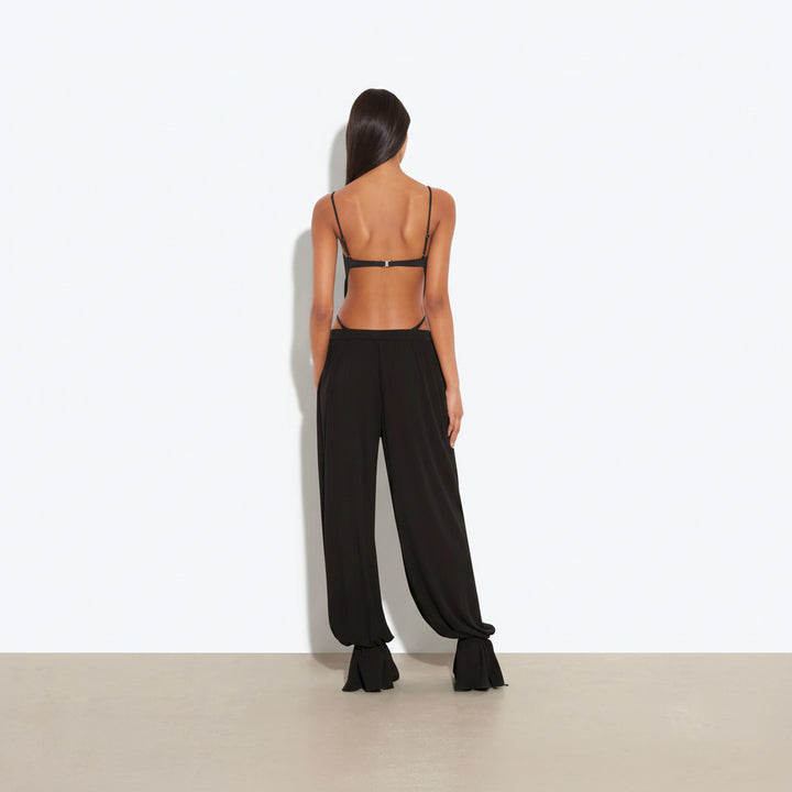 Costume da bagno donna con pantaloni a gamba larga, spalline regolabili, due pezzi