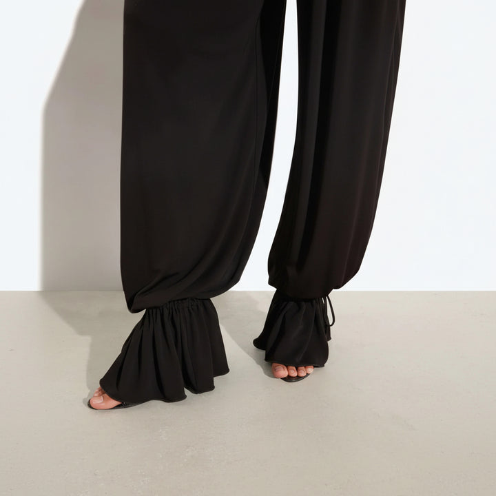 Costume da bagno donna con pantaloni a gamba larga, spalline regolabili, due pezzi