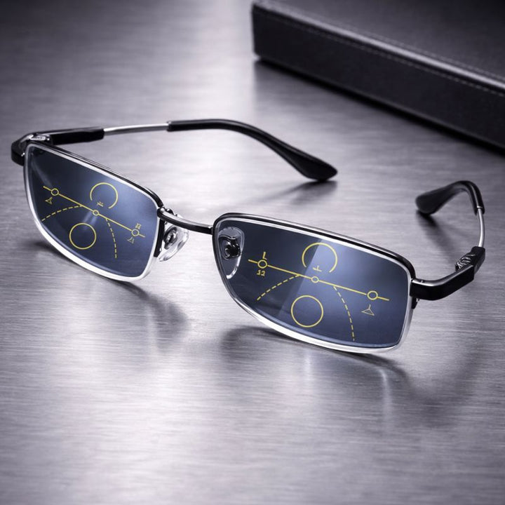 Lesebrille mit Blaulichtfilter und Gleitsichtgläsern