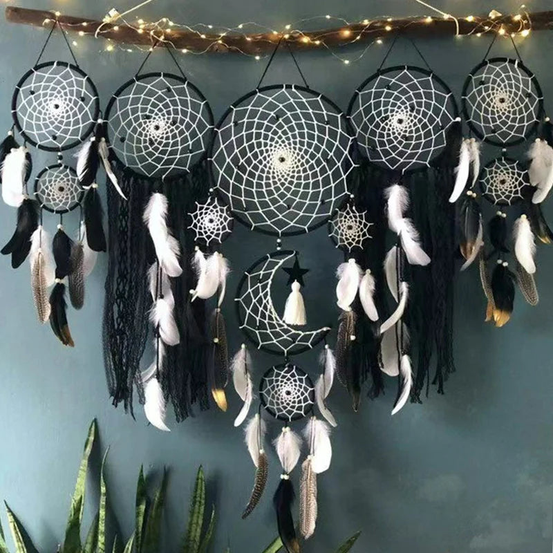 Receveur de rêve en macramé avec motif lune et étoile – Décoration artisanale en coton pour chambre apaisante 3