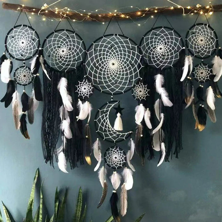 Receveur de rêve en macramé avec motif lune et étoile – Décoration artisanale en coton pour chambre apaisante 3
