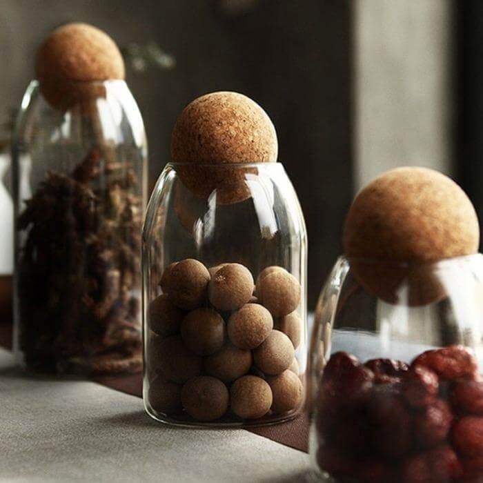 Récipients de Stockage en Verre Hermétiques avec Couvercle en Liège – Design Minimaliste pour Cuisine, Idéal pour Café, Céréales, Épices 4