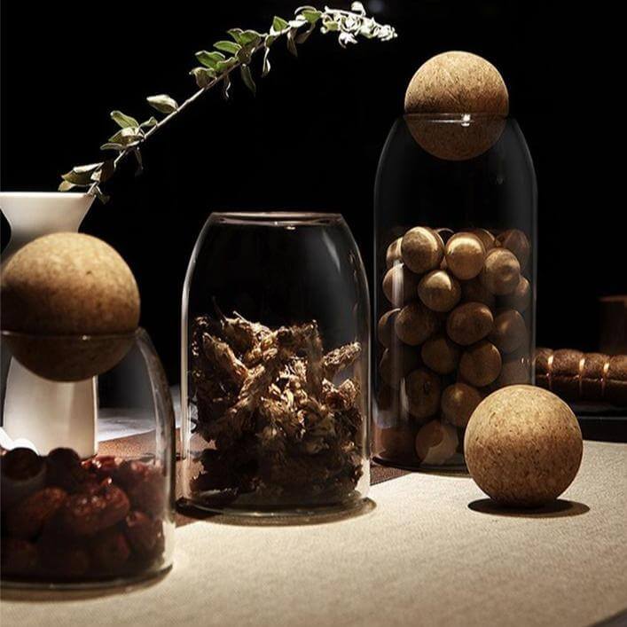 Récipients de Stockage en Verre Hermétiques avec Couvercle en Liège – Design Minimaliste pour Cuisine, Idéal pour Café, Céréales, Épices 5