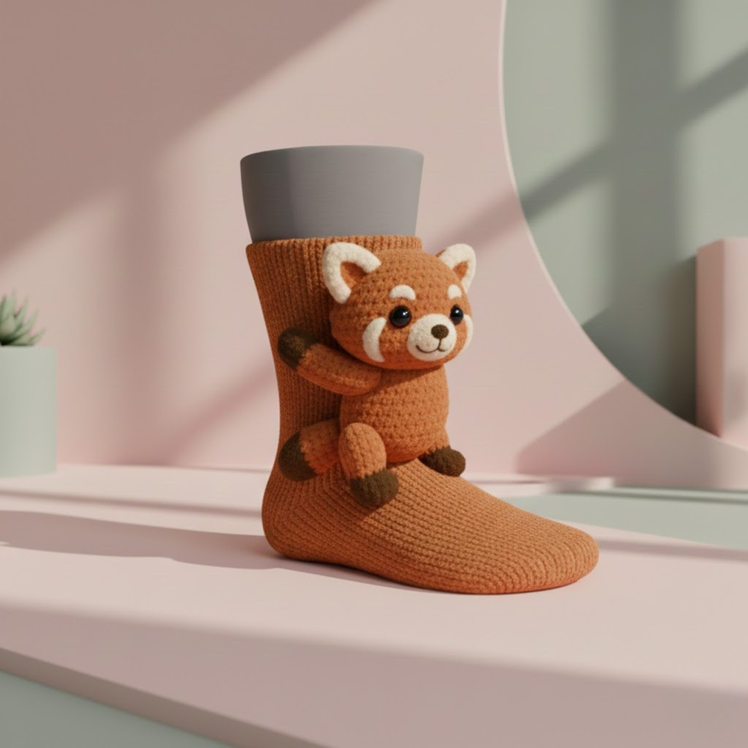 Protiskluzové ponožky unisex zimní zvířecí vzor domácí bačkory