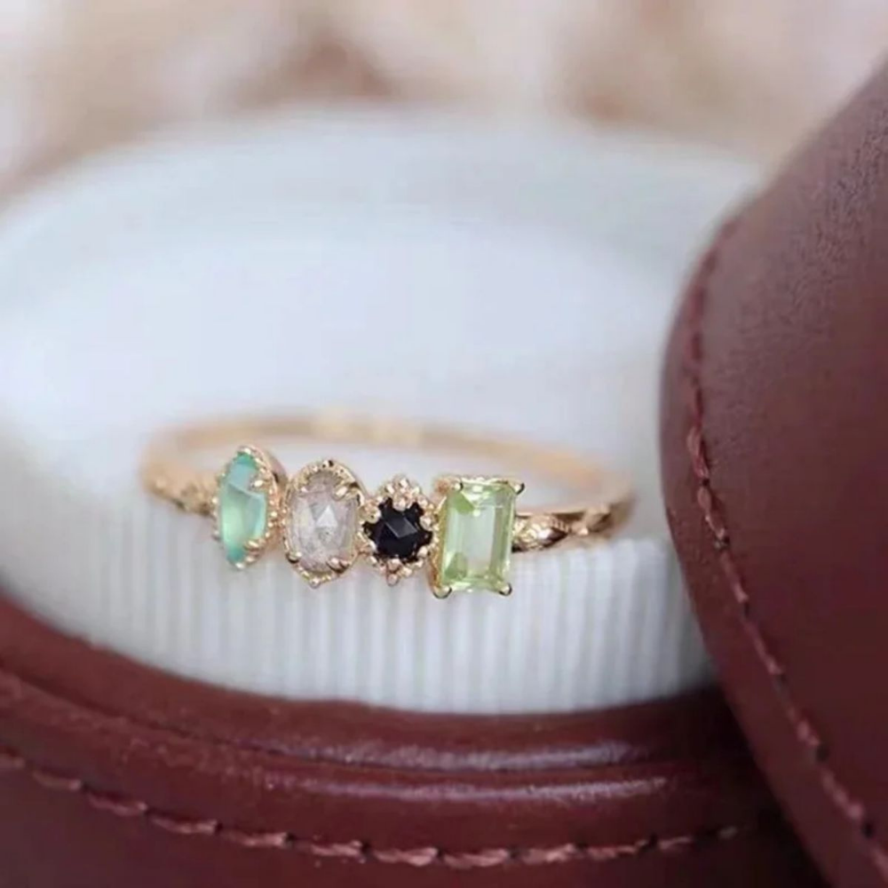 Ring Mothers Day Birthstone Family Ring Vintage Milgrain Design
