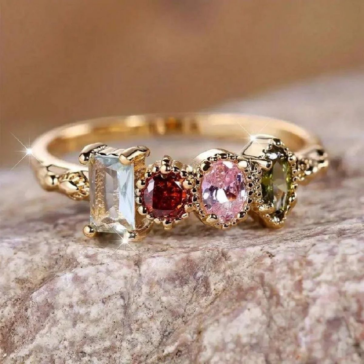 Ring Mothers Day Birthstone Family Ring Vintage Milgrain Design