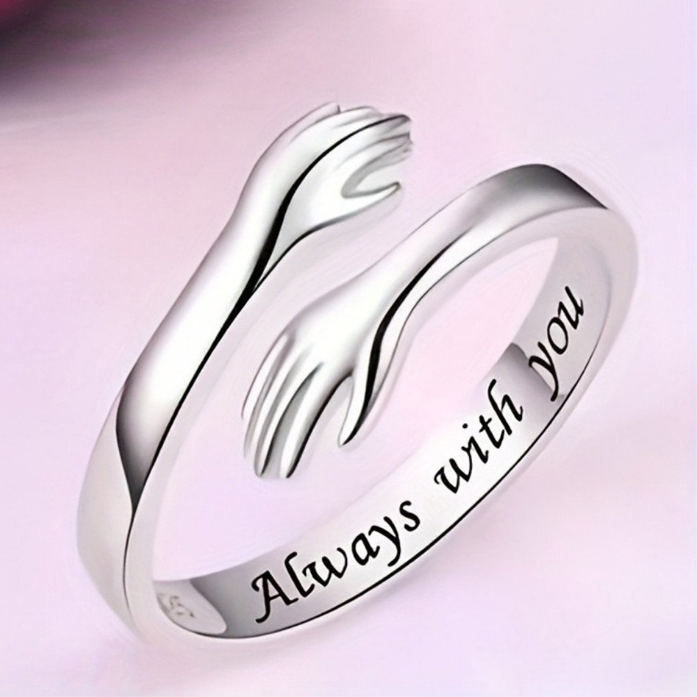 Ring Mothers Day Gift Hug Hand Adjustable 925 Silver Jewelry