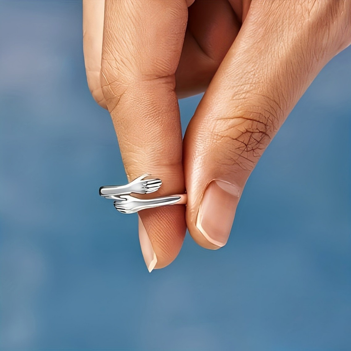 Ring Mothers Day Gift Hug Hand Adjustable 925 Silver Jewelry