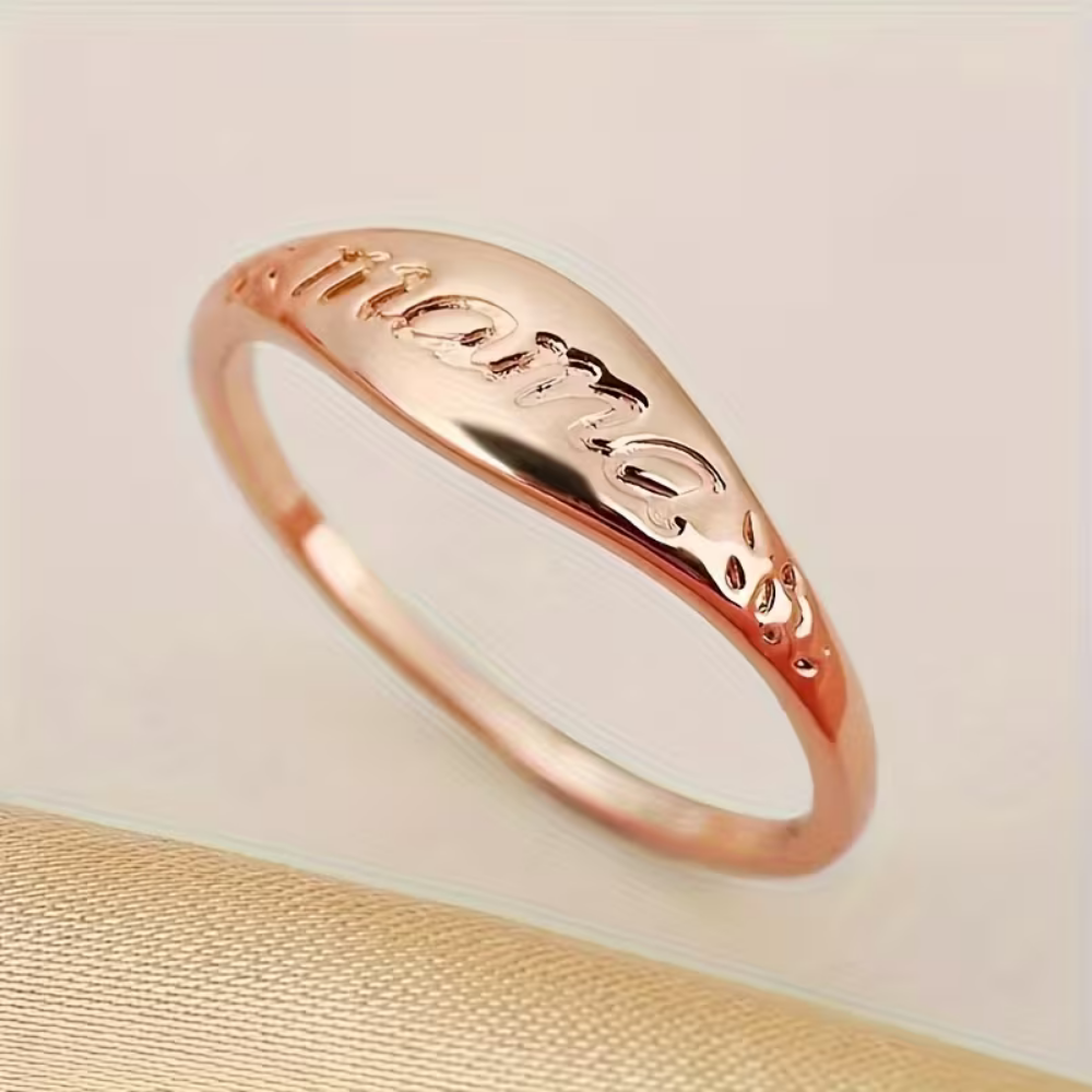 Mother's Day Gift Ring Mama Engraved Gold Elegant Jewelry