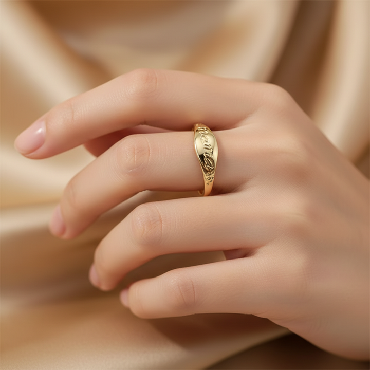 Mother's Day Gift Ring Mama Engraved Gold Elegant Jewelry