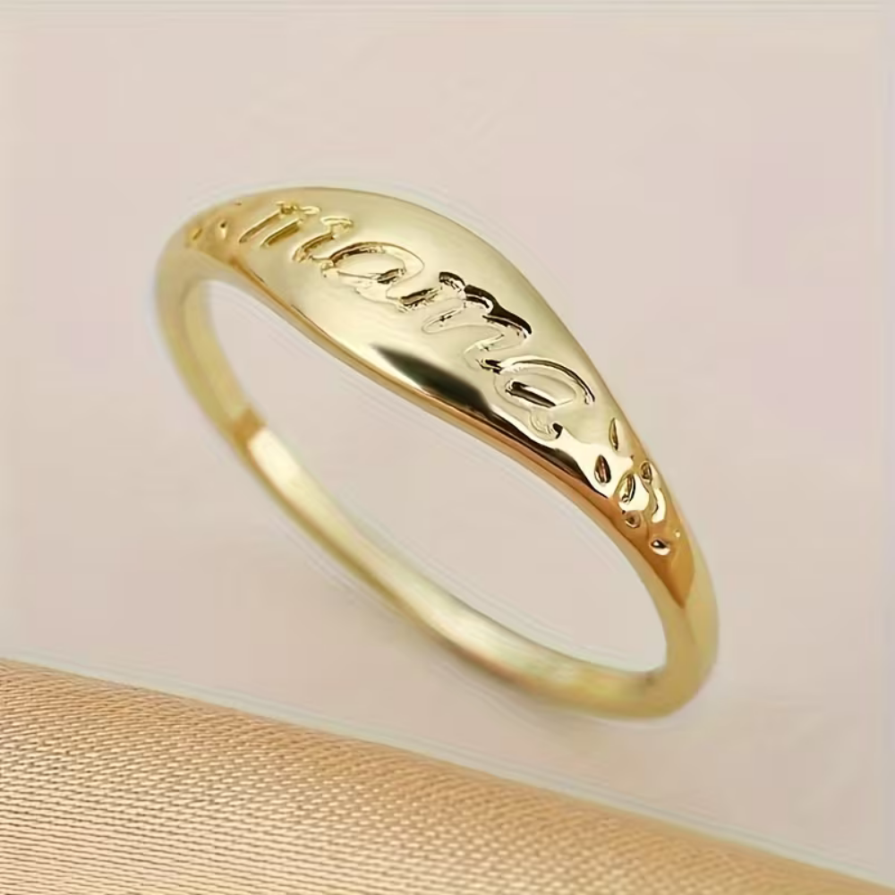 Mother's Day Gift Ring Mama Engraved Gold Elegant Jewelry