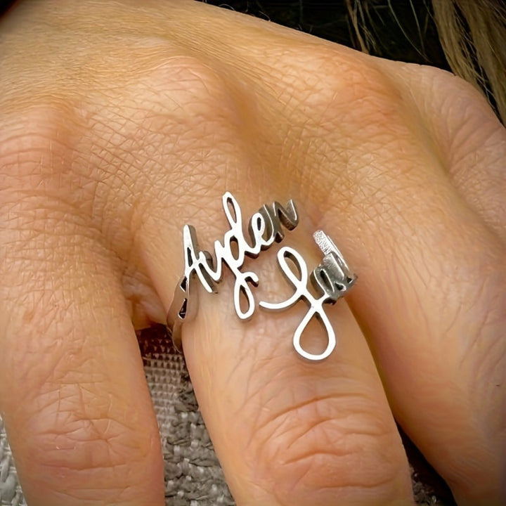 Anello Regalo Festa della Mamma con Nome Personalizzato Gioielleria Regolabile in Oro