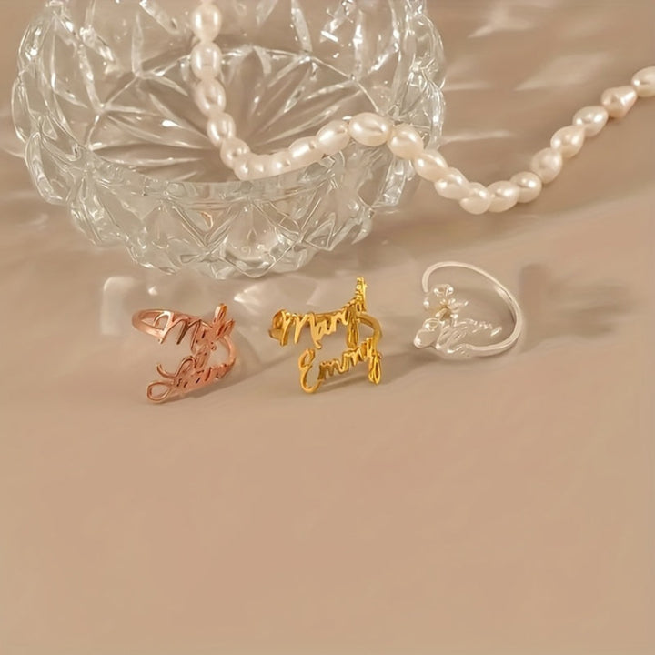 Anello Regalo Festa della Mamma con Nome Personalizzato Gioielleria Regolabile in Oro