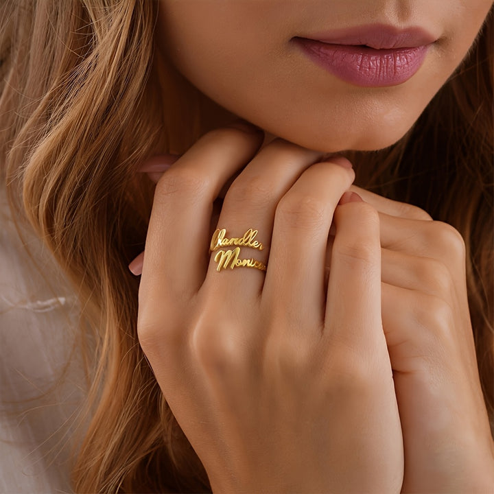 Anello Regalo Festa della Mamma con Nome Personalizzato Gioielleria Regolabile in Oro