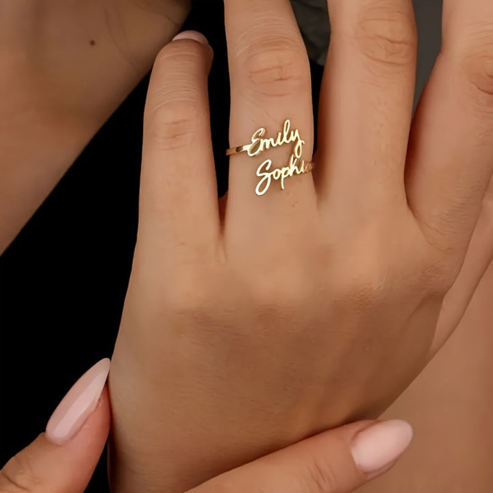 Anello Regalo Festa della Mamma con Nome Personalizzato Gioielleria Regolabile in Oro