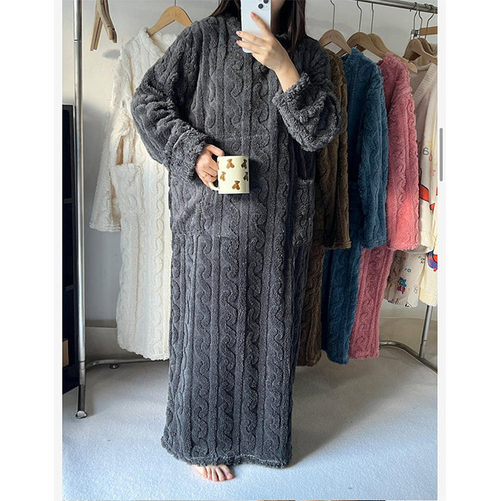 Robe de Nuit Femme en Flanelle Élégante – Douceur et Chaleur pour Nuits d'Hiver, Tailles M à XL 4