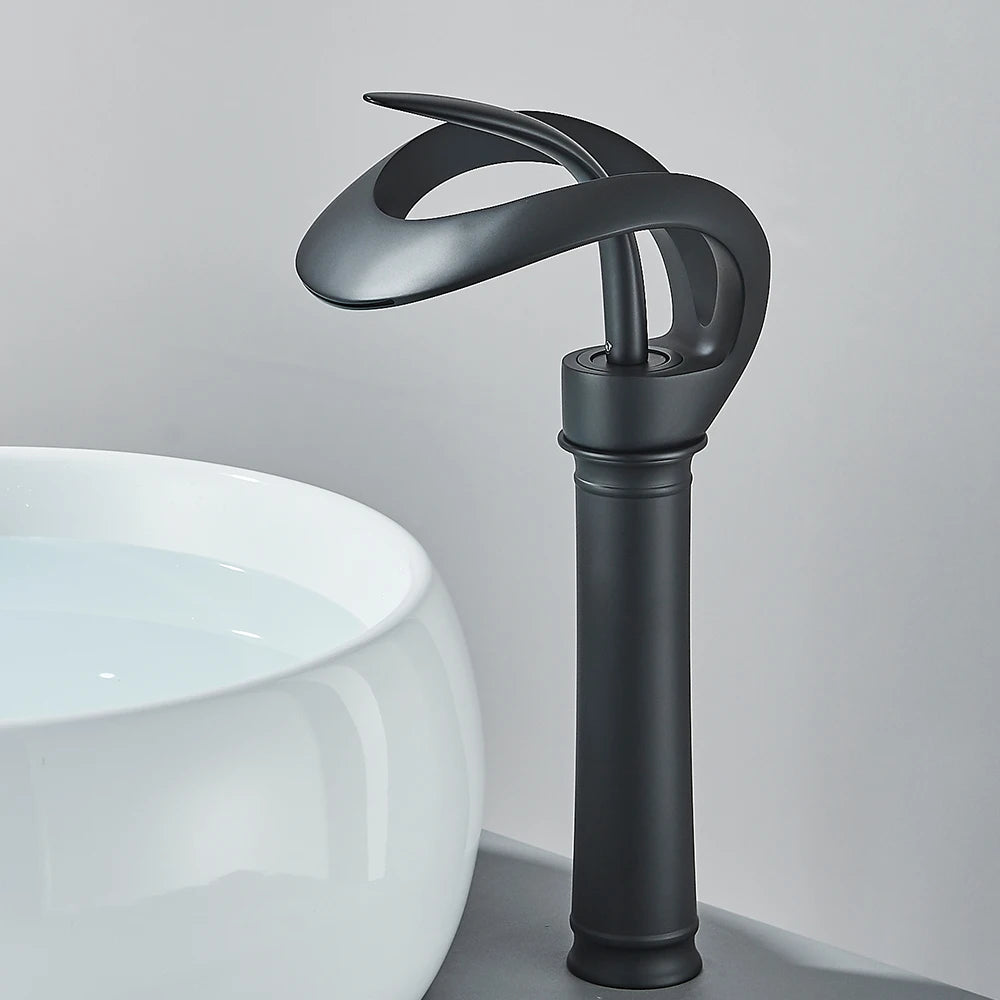 Robinet Salle de Bain Noir Monté sur Pont en Laiton – Mitigeur Lavabo Design Moderne et Économie d'Eau 7
