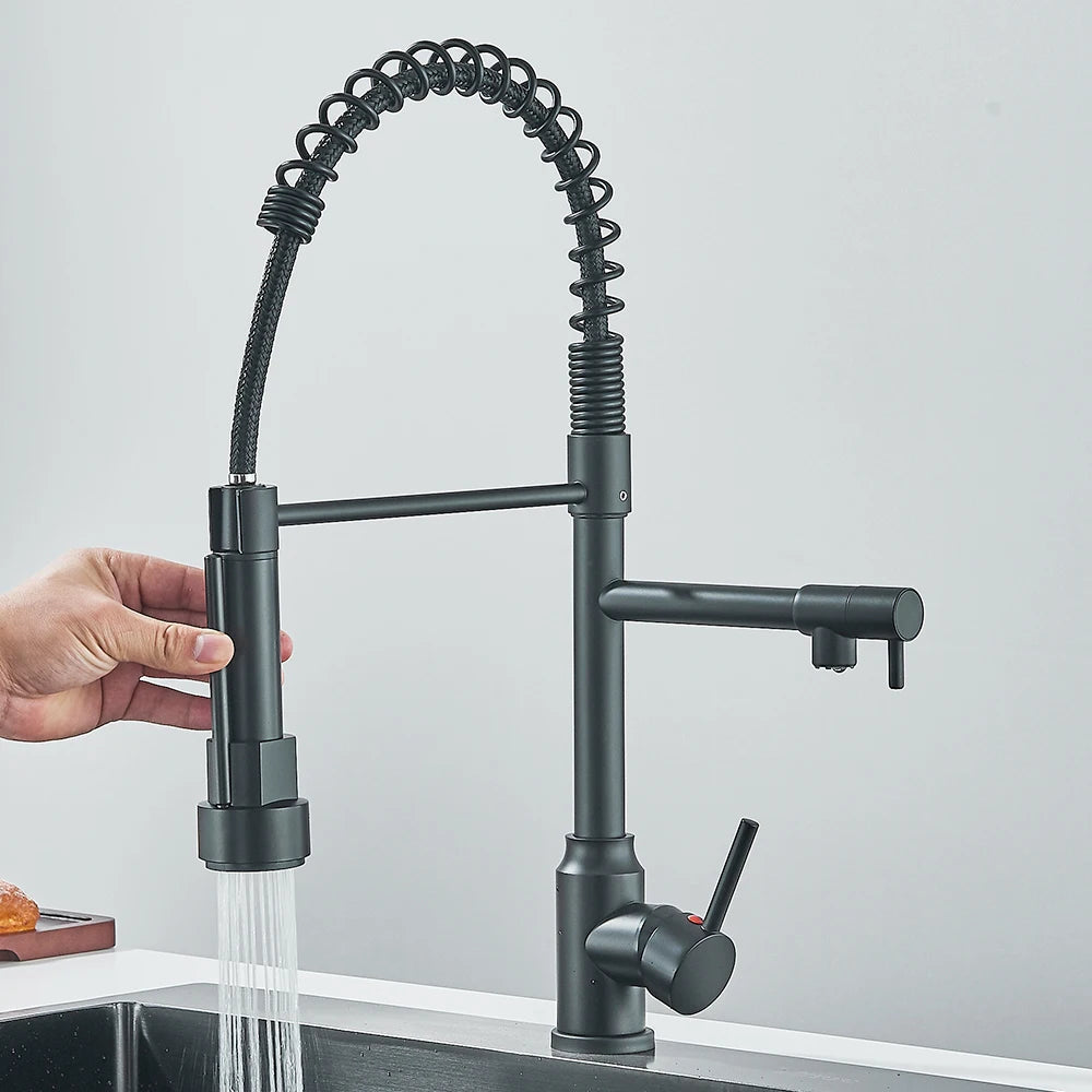 Robinet de Cuisine Moderne à Levier Unique avec Double Bec en Acier Inoxydable – Flexible et Pratique 1