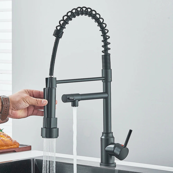 Robinet de Cuisine Moderne à Levier Unique avec Double Bec en Acier Inoxydable – Flexible et Pratique 2