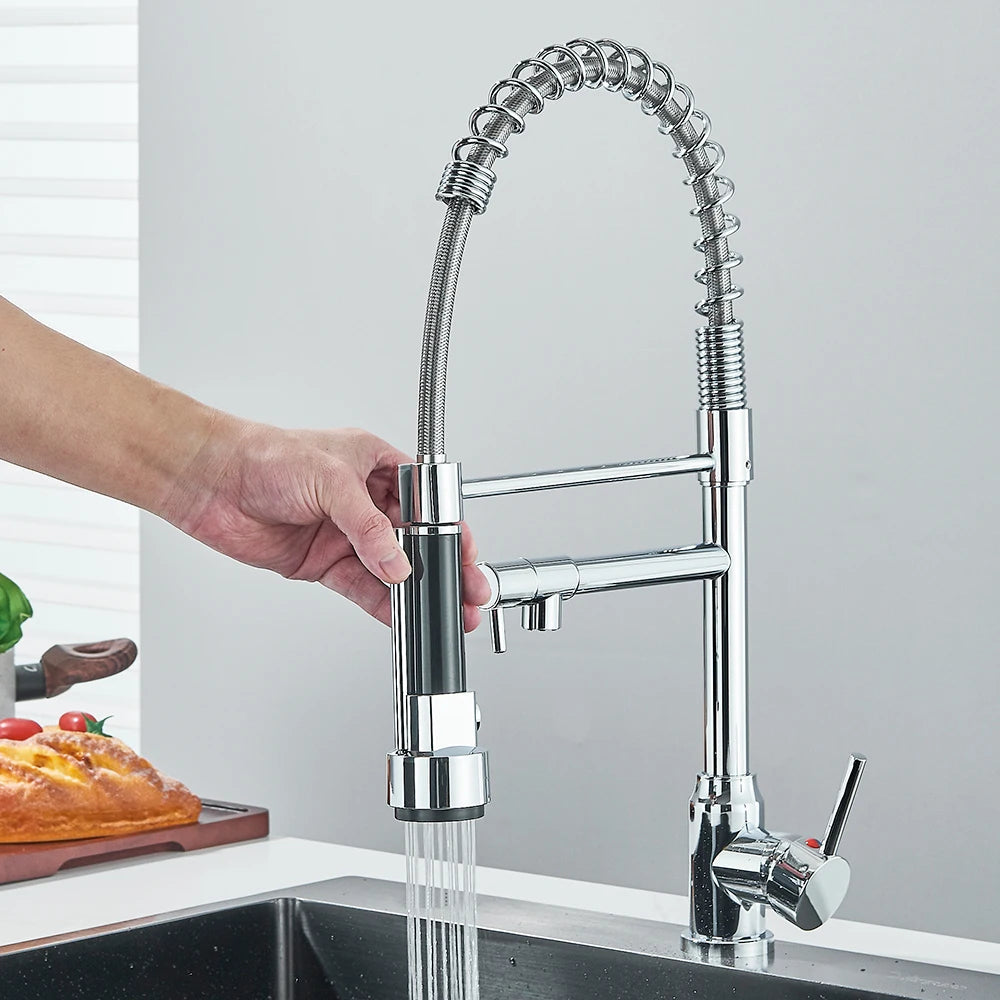 Robinet de Cuisine Moderne à Levier Unique avec Double Bec en Acier Inoxydable – Flexible et Pratique 3