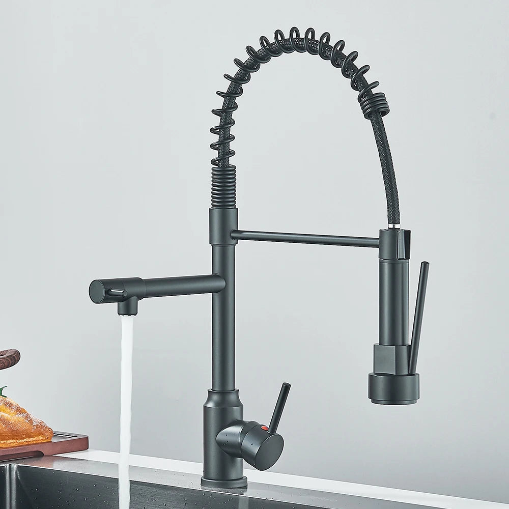 Robinet de Cuisine Moderne à Levier Unique avec Double Bec en Acier Inoxydable – Flexible et Pratique 4
